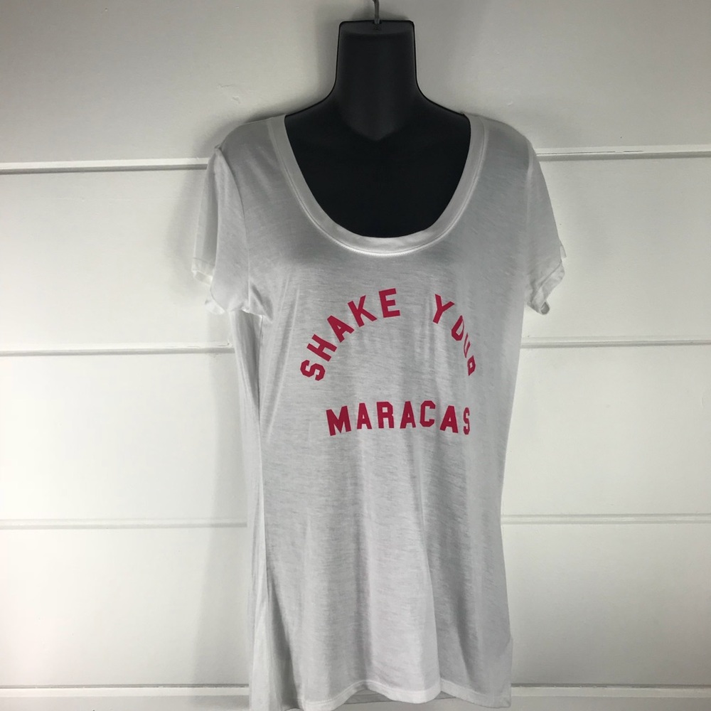 Express Shake Your Maracas white T-shirt Sz Medium